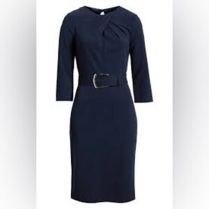 Tahari Navy Dress with Silver Accents